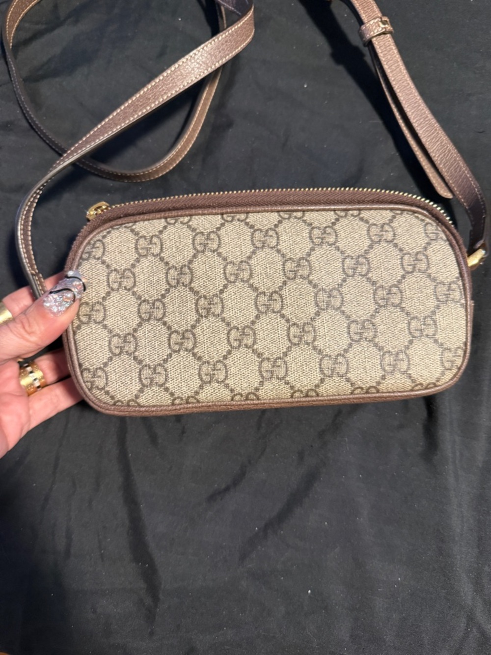 Gucci Ophidia Beige GG Supreme triple zipper Canvas Crossbody - Picture 2 of 15